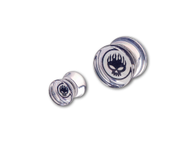 Acrylic Flaming Skull Inlaid Flared Plug