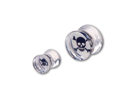 Acrylic Skull and Bones Inlaid Flared Plug