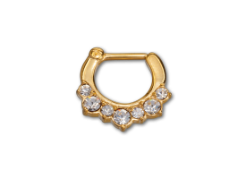 PVD Gold Steel Hinged Jewelled Septum Ring - style 1