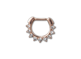 PVD Rose Gold Steel Hinged Jewelled Septum Ring - style 2