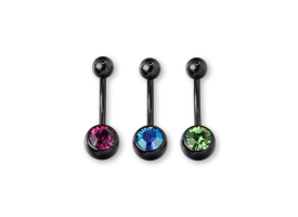 PVD Black Titanium Jewel Navel Barbell