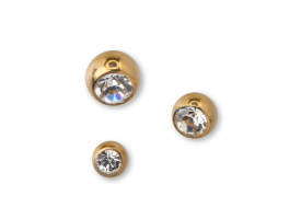 PVD Gold Steel Jewelled Screw on Ball