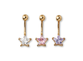 PVD Gold CZ Set Star Navel Barbell