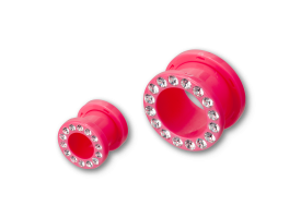 Acrylic Pink Jewelled Flesh Tunnel