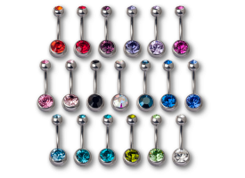 Steel Double Jewelled Navel Barbell