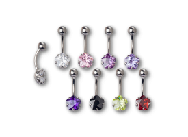 Steel Flower CZ Set Navel Barbell