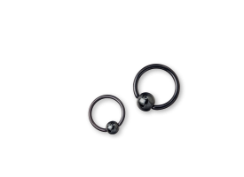 PVD Black Steel Ball Closure Ring with Hematite Ball