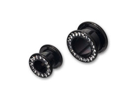 PVD Black Steel Crystal Flesh Tunnel