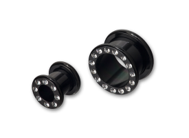 PVD Black Steel Jewelled Flesh Tunnel