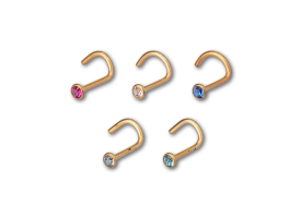 PVD Gold Steel Jewelled Nose Stud