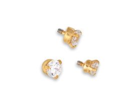 PVD Gold NF CoCr Int. Thr. Attachment - 3 Prong Crystal