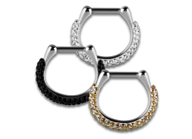 Steel Hinged Jewelled Septum Ring - style 4