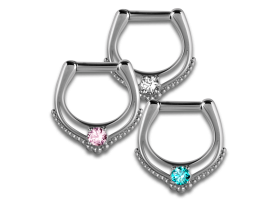 Steel Hinged Jewelled Septum Ring - style 5