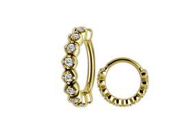 PVD Gold Steel Prong Jewelled Hinged Ring