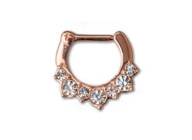 PVD Rose Gold Steel Hinged Jewelled Septum Ring - style 1