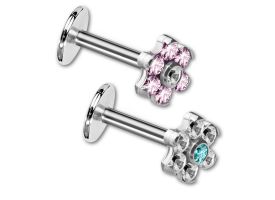 Titanium Int. Thr. Jewelled Flower Labret