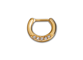 PVD Gold Steel Hinged Jewelled Septum Ring - style 3