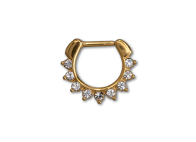 PVD Gold Steel Hinged Jewelled Septum Ring - style 2