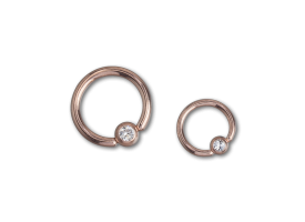 PVD Rose Gold Steel Jewelled Ball Closure Ring
