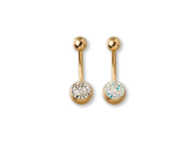 PVD 24kt. Gold Crystal Jewelled Navel Barbell