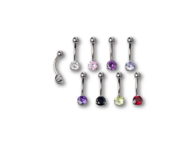 Steel 6 mm Claw CZ Set Navel Barbell