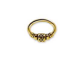 PVD Gold Steel Ethnic Oval Hinged Ring - Style 2