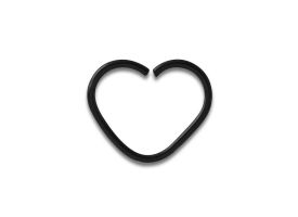 PVD Black Steel Open Heart Ring 1.2 x 8