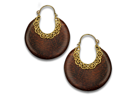 Brass and Wood Earring - Style 2