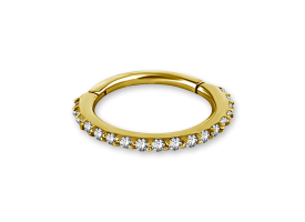 PVD Gold Steel Hinged Jewelled Conch Ring