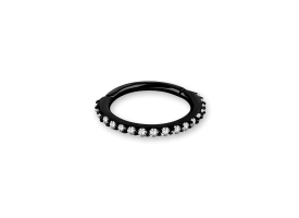 PVD Black Steel Hinged Jewelled Nose Ring