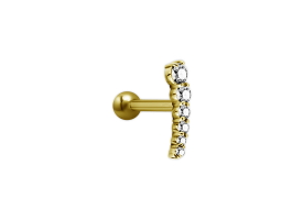 PVD Gold Steel Int. Thr. Barbell Jewelled - Style 5 