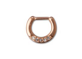 PVD Rose Gold Steel Hinged Jewelled Septum Ring - style 3