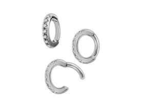 Steel Jewelled Rook Oval Hinged Segment Ring 